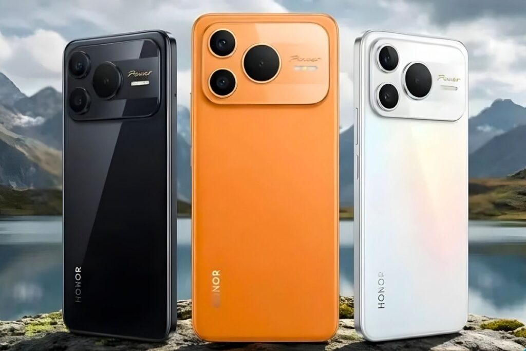 Honor Power 2 disponível em três cores laranja preto e branco marmorizado