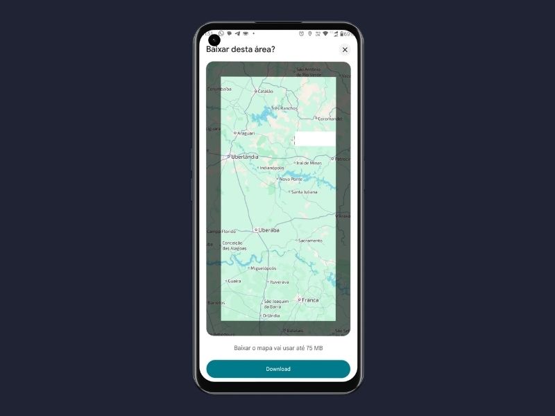 Area de mapa google maps offline